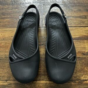 CROCS Women's Black Slip-On Ballet Flats with Slingback